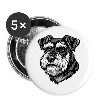 Schnauzer Portrait - Buttons large 2.2''/56 mm (5-pack) - white - Front