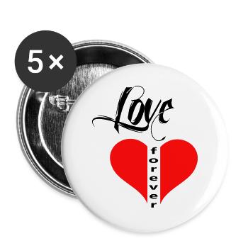 Love Heart - Buttons large 2.2''/56 mm (5-pack) - white - Front