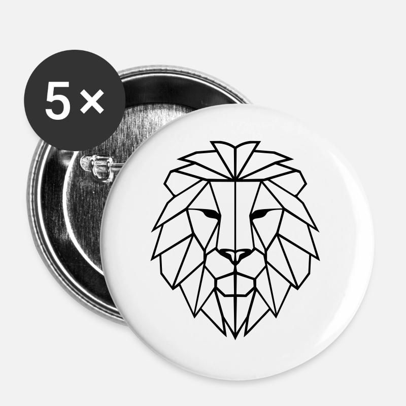 Lion Polygon - Buttons large 2.2''/56 mm (5-pack) - white