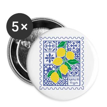 Italien Zitronen Italia Amalfi Küste Sommer - Buttons groß 56 mm (5er Pack) - Weiß - Vorne