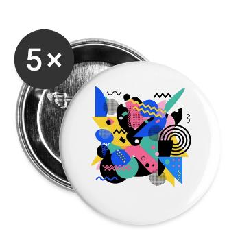 Memphis Style Pattern Retro 80s Geometry Abstract - Buttons large 2.2''/56 mm (5-pack) - white - Front