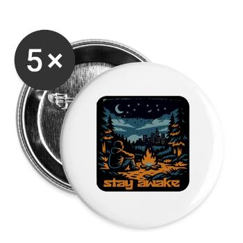 Stay Awake Campfire Night - Buttons large 2.2''/56 mm (5-pack) - white - Front