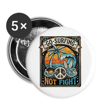 Surfing Against War For Peace Freedom Love - Buttons large 2.2''/56 mm (5-pack) - white - Front