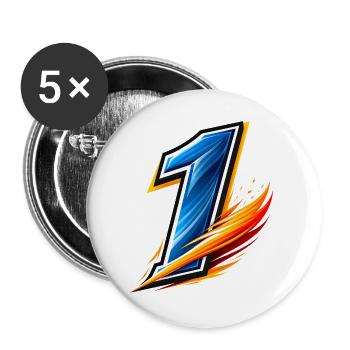 Numéro 1 Maillot de football Numéro de sport - Lot de 5 grands badges (56 mm) - blanc - Devant