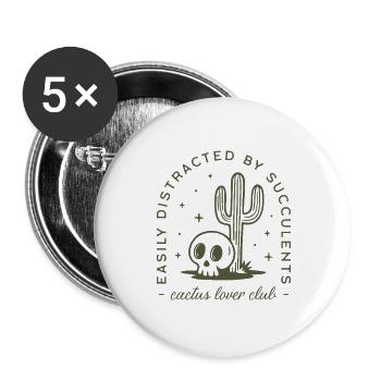 Cactus succulent plant lover funny gardener - Buttons large 2.2''/56 mm (5-pack) - white - Front