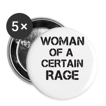 Woman of a Certain Rage Schablonen Schrift Motiv - Buttons groß 56 mm (5er Pack) - Weiß - Vorne
