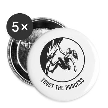 Starkes Mädchen bouldert am Fels trust the process - Buttons groß 56 mm (5er Pack) - Weiß - Vorne