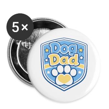 Hundevater Schild Motiv - Buttons groß 56 mm (5er Pack) - Weiß - Vorne