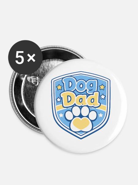 Hundevater Schild Motiv - Buttons groß 56 mm (5er Pack) - Weiß