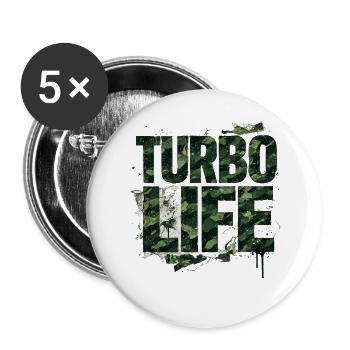 Turbo Life Camouflage Lettering Army Style - Buttons large 2.2''/56 mm (5-pack) - white - Front