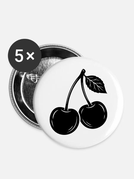 Cherry Pair Silhouette - Buttons large 2.2''/56 mm (5-pack) - white