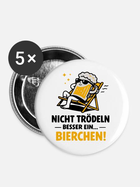 Bierchen Lounge: Feierabend-Motiv - Buttons groß 56 mm (5er Pack) - Weiß