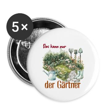 Beruf Gärtner - Geschenk Gärtner  - Buttons groß 56 mm (5er Pack) - Weiß - Vorne