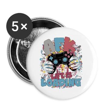 Life is Loading: Gaming Graffiti - Buttons groß 56 mm (5er Pack) - Weiß - Vorne