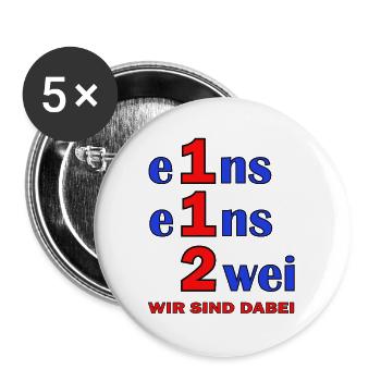 Eins Eins Zwei – Wir Sind Dabei - Feuerwehr - Buttons groß 56 mm (5er Pack) - Weiß - Vorne