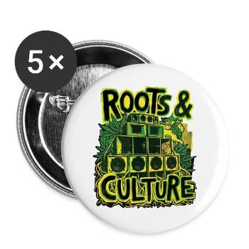 Roots Culture Dub Reggae - Buttons groß 56 mm (5er Pack) - Weiß - Vorne