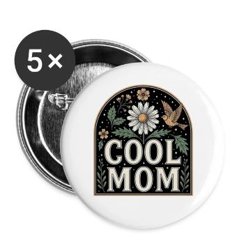 Cool Mom Flowers Vintage Design - Buttons large 2.2''/56 mm (5-pack) - white - Front