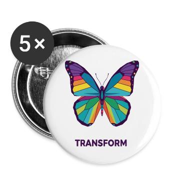 Rainbow Geometric Butterfly - Buttons large 2.2''/56 mm (5-pack) - white - Front