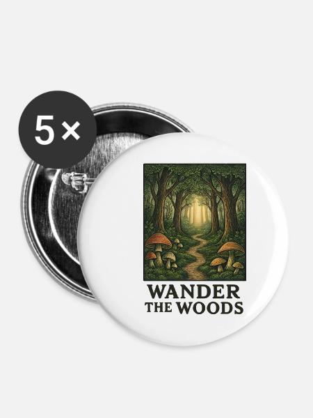 Waldpfad der Wanderer - Buttons groß 56 mm (5er Pack) - Weiß