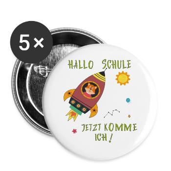 Hallo Schule  - Buttons groß 56 mm (5er Pack) - Weiß - Vorne