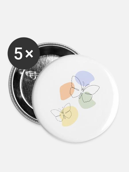 Abstract Butterfly Line Art Minimal Aesthetic Appa - Buttons groß 56 mm (5er Pack) - Weiß