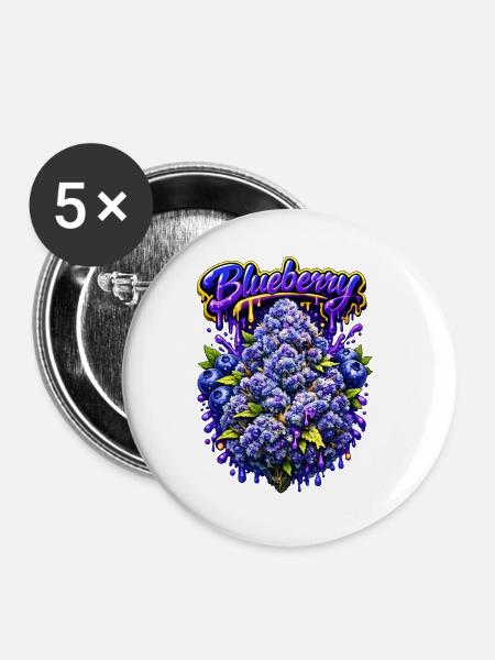 Blueberry Classic Graffiti-Druck - Buttons groß 56 mm (5er Pack) - Weiß