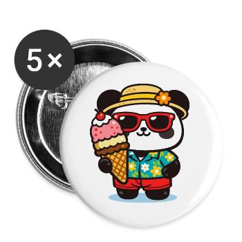 Panda Surf mit Eis - Buttons large 2.2''/56 mm (5-pack) - white - Front