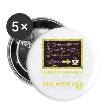 MINT Lehrer-Mathe-Kaffee-lustig - Buttons groß 56 mm (5er Pack) - Weiß - Vorne