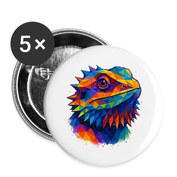 Portrait Coloré de Dragon Barbu Géométrique - Lot de 5 grands badges (56 mm) - blanc - Devant