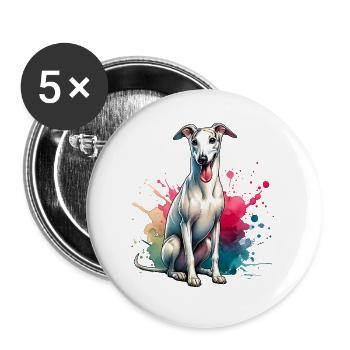 Windhund Geschenk - Buttons groß 56 mm (5er Pack) - Weiß - Vorne