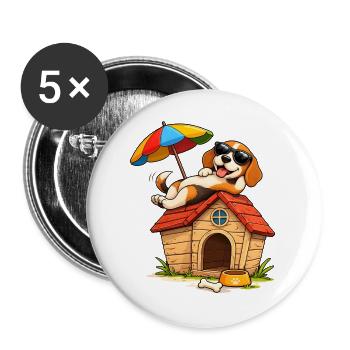 Conception de la maison de vacances des chiens Beagle - Lot de 5 grands badges (56 mm) - blanc - Devant
