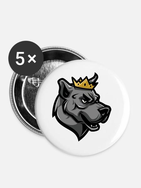 Kangal Hund Krone - Buttons groß 56 mm (5er Pack) - Weiß