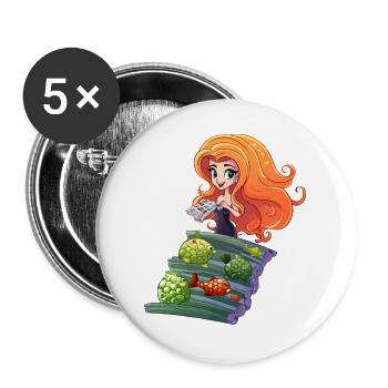 Mermaid at the Logfisch stage - Buttons large 2.2''/56 mm (5-pack) - white - Front