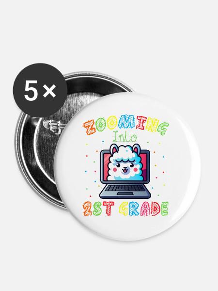 Regenbogenlama auf der Leinwand - Buttons groß 56 mm (5er Pack) - Weiß