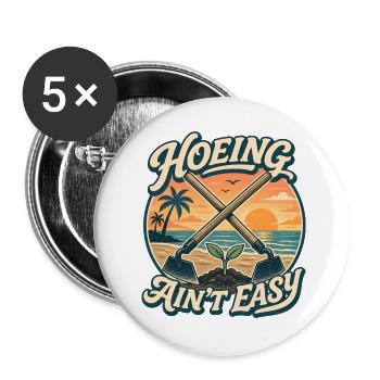 Hoeing is not easy – gardening for women - Buttons large 2.2''/56 mm (5-pack) - white - Front
