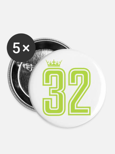 Königliche 32  - Buttons groß 56 mm (5er Pack) - Weiß