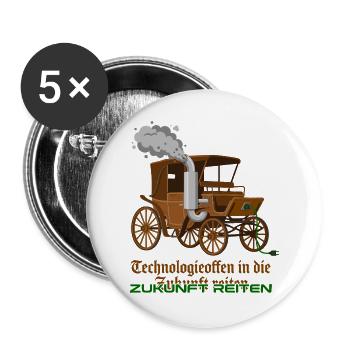 Technologieoffen In Die Zukunft Reiten - Buttons groß 56 mm (5er Pack) - Weiß - Vorne