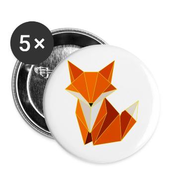Fox Polygon Geometry Design - Buttons large 2.2''/56 mm (5-pack) - white - Front