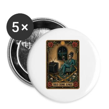 True-Crime-Junkie Tarotkarten-Rätsel - Buttons groß 56 mm (5er Pack) - Weiß - Vorne