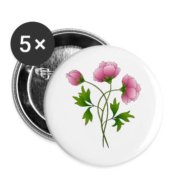 Fleur - Lot de 5 grands badges (56 mm) - blanc - Devant