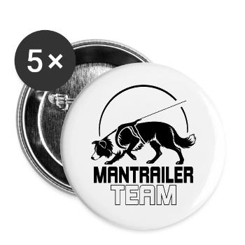 Border Collie Mantrailer Team Hundesport Hunde - Buttons groß 56 mm (5er Pack) - Weiß - Vorne