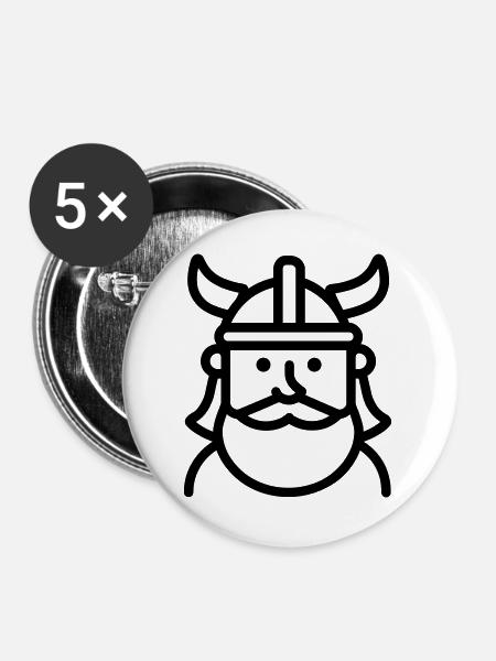 Wikinger - Buttons groß 56 mm (5er Pack) - Weiß