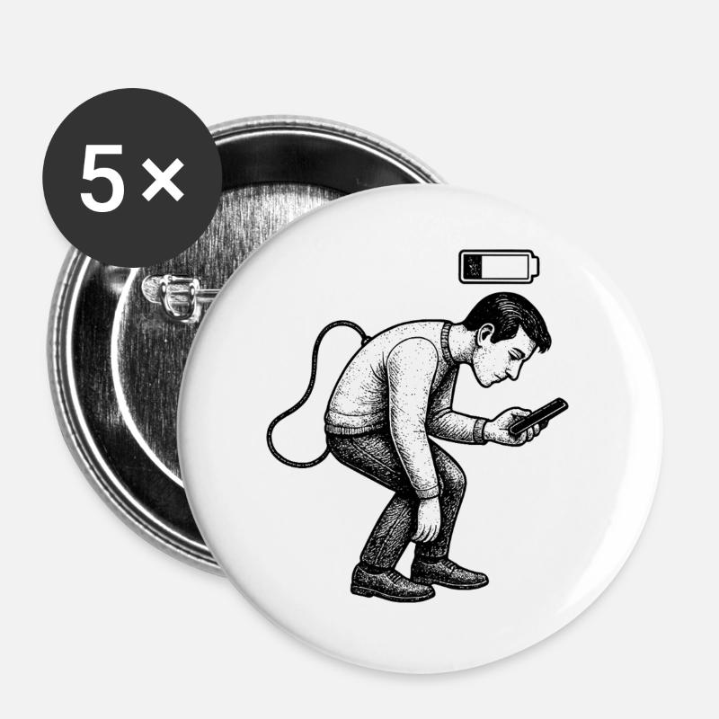 Battery Low: Phone Fatigue - Buttons large 2.2''/56 mm (5-pack) - white