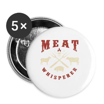 Humour Meat Whisperer BBQ Pitmaster - Lot de 5 grands badges (56 mm) - blanc - Devant