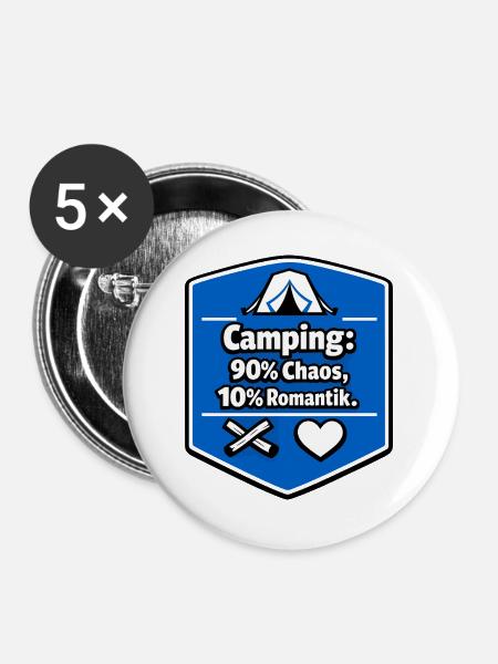 Wohnmobil Camping Campen - Buttons groß 56 mm (5er Pack) - Weiß
