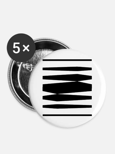 Fettes Liniendesign - Buttons groß 56 mm (5er Pack) - Weiß
