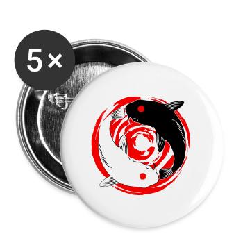 Koi YinYang - Buttons large 2.2''/56 mm (5-pack) - white - Front