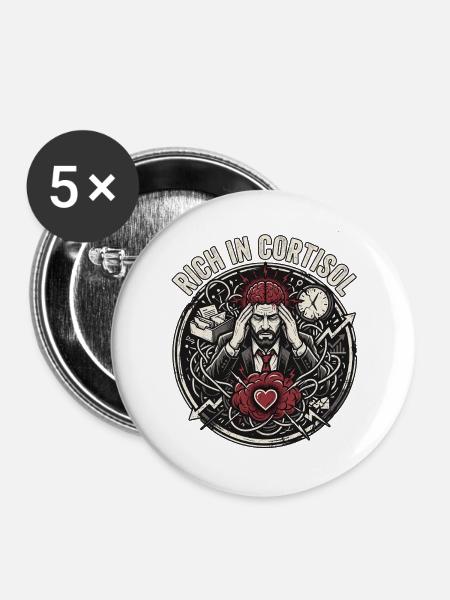 Cortisol Action - Buttons groß 56 mm (5er Pack) - Weiß