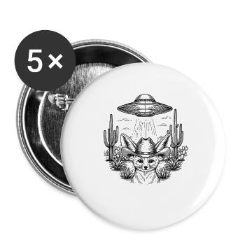 6. Motif western extraterrestre pour les fans de cow-boys - Lot de 5 grands badges (56 mm) - blanc - Devant