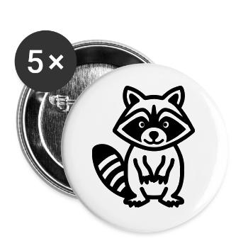 Waschbär - Buttons groß 56 mm (5er Pack) - Weiß - Vorne